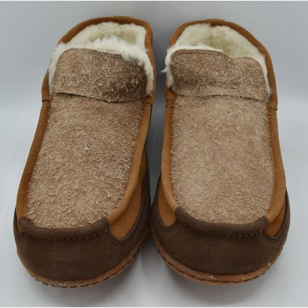 Sorel Mens Size 13 Manawan II Suede Elk‎ Brown Faux Fur Moc Slippers Shoes